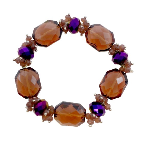 2028 Jewelry Amethyst Purple Color Beaded Stretch Bracelet - Picture 2 of 6